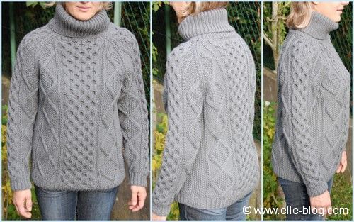 modele tricot gratuit pull irlandais femme