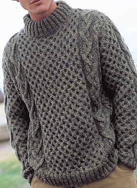 modele tricot gratuit pull irlandais homme