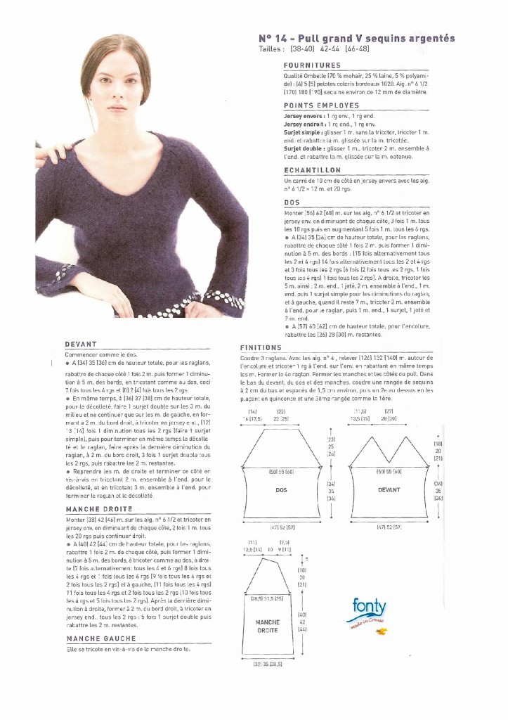 modèle tricot pull col v #2
