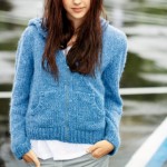 photo tricot modèle tricot gilet capuche fille